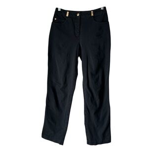 St. John Black Straight Leg Stretch Jeans with Gold Details, 4
